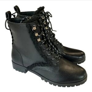 Kate Spade Black Lace-Up Boots with Gold Accents